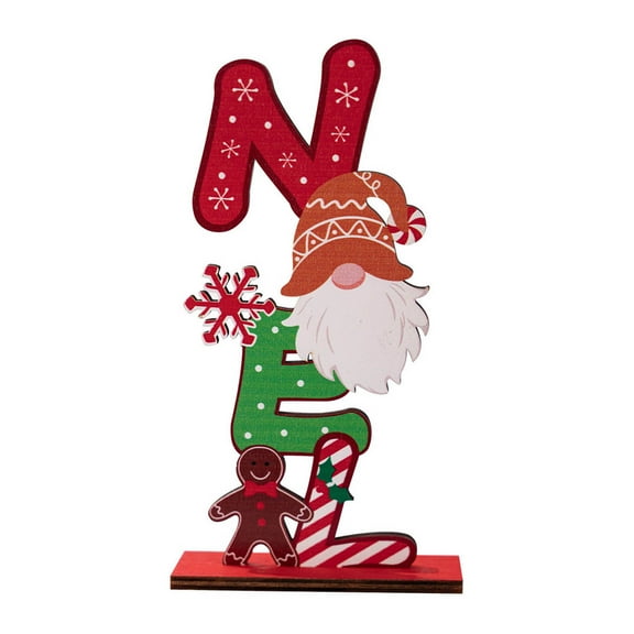 Farfi Wooden Christmas Ornament Desktop Faceless Gnome Gingerbread Man Decoration Xmas Noel Joy Centerpiece for Home Mantel Dining Table(Type A)