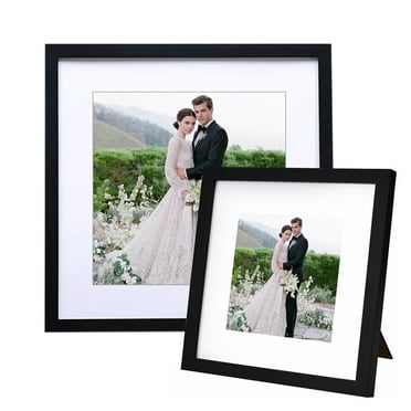 Farfi Wooden Picture Frames, 8x8 Pictures Frame Square Photo Frame with Mat, Be Placed or Wall Hung Poster Frame, Wall Hanging Frames