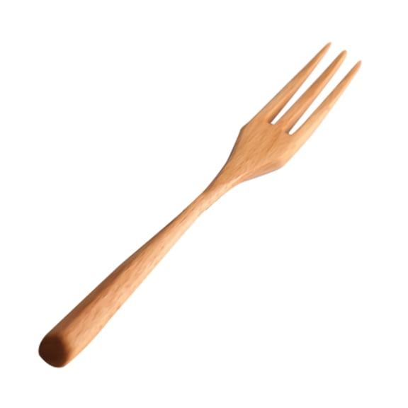 Farfi Wooden Spoon Practical Retro Fine Workmanship Japanese Style Anti-slip Fork Cutlery Kitchen Accessories (Fork)