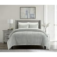 thumbnail image 1 of Fargo 5 Piece Comforter Set Microplush Channel Quilted Solid Micromink Backing , Twin, Grey, 1 of 2