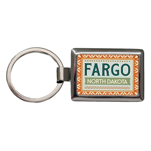Fargo ND North Dakota Travel Vacation Stamp Metal Rectangle Keychain