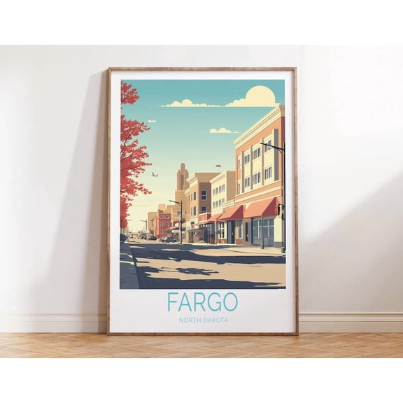 Fargo North Dakota Modern Cityscape Wall Art Print, Modern Living Room And Office Decor
