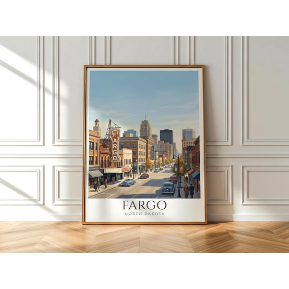 Fargo North Dakota Wall Art Or Print Vintage City With Border Usa Travel Decor Home Decor Office Wall Art