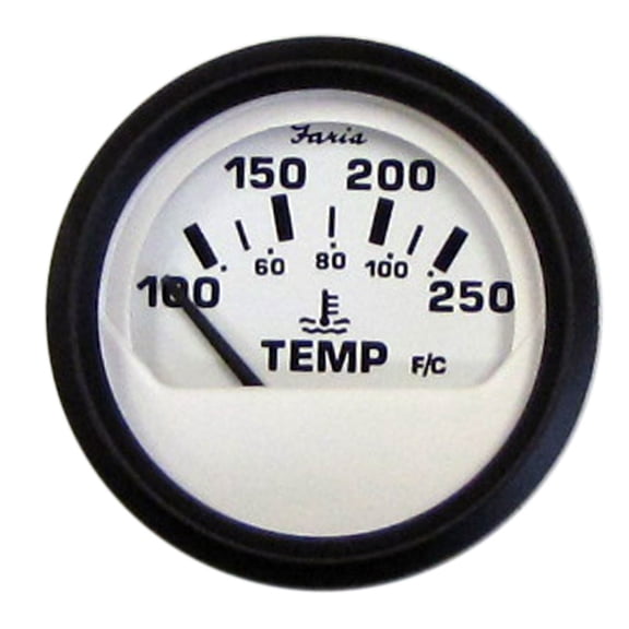 Faria 12904 Euro Water Temperature Gauge (100-250F) - 2", White