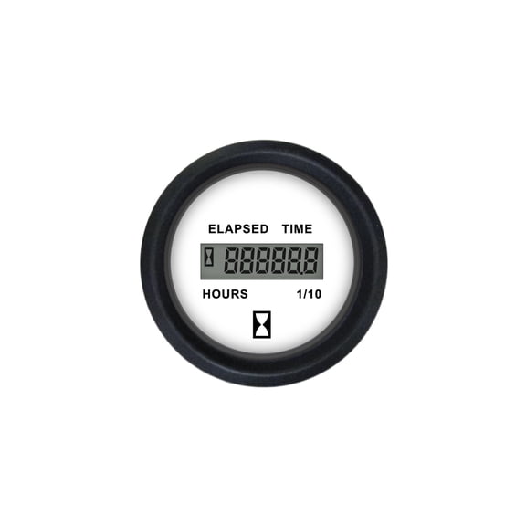 Faria 12913 Euro Digital Hourmeter (12-32 VDC) - 2", White