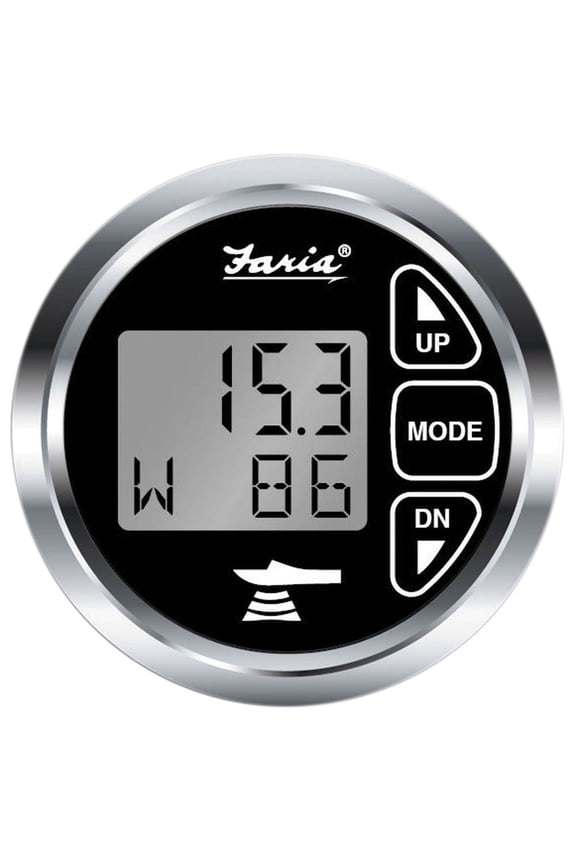 Faria 13752 Chesapeake Stainless Steel Depth Sounder with Air and Water Temperature (Transom Mounted Transducer) - 2", Black