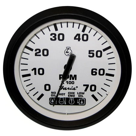 Faria 32950 Euro Tachometer 7 Gauge with System Check Indicator - White, 4"