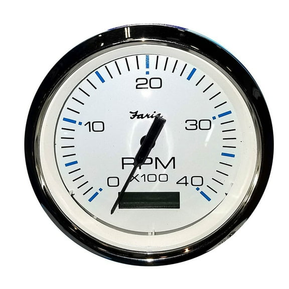 Faria 33834 Chesapeake Tachometer Gauge with Hourmeter Diesel - White SS, 4"