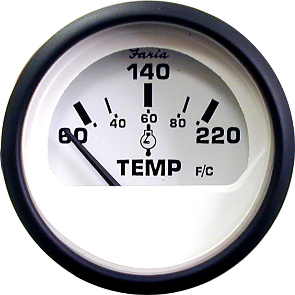 Faria Beede Euro Cylinder Head Temperature Gauge - 60-220°F Range With Sender - 2 Inch White Dial