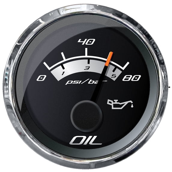 Faria Beede Instruments 22024 2 in. Platinum Oil Pressure Gauge - 80 PSI