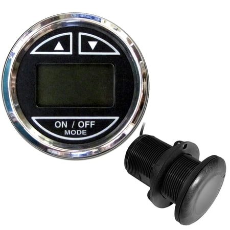 Faria Beede Instruments 2in. Stainless Steel Bezel Depth Sounder with Thru-Hull Transducer - Chesapeake Black