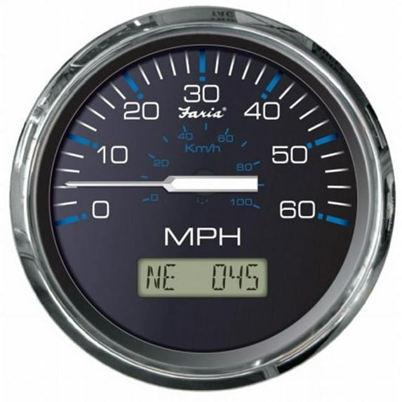 Faria Beede Instruments 33726 4 in. Black Stainless Steel Speedometer - 60MPH GPS