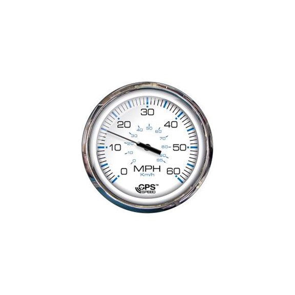 Faria 33861 Chesapeake Stainless Steel Speedometer (60 MPH) Studded - 5", White