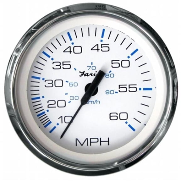 Faria Beede Instruments 4 in. Chesapeake White Stainless Steel Speedometer - 60MPH - Mechanical