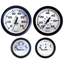 Faria KT9795 Euro Tachometer Water Speedometer Outboard Set - White