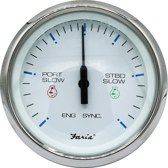 Faria Beede Instruments Faria 4" Chesapeake SS White Engine Synchronizer - Dual Gas & Var Ratio Alt Diesel