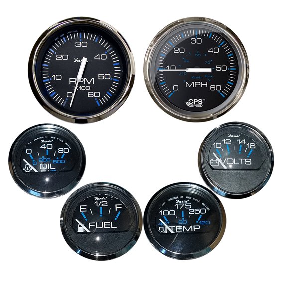 Faria Chesapeake Black w/Stainless Steel Bezel Boxed Set of 6 - Spee... [KTF064]