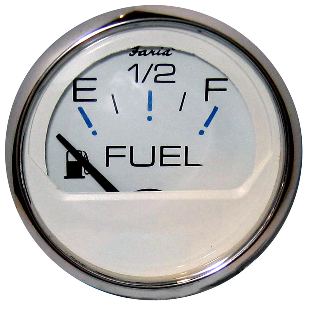 Chesapeake White Stainless Steel Fuel Level Gauge with Blue and Black Graphics