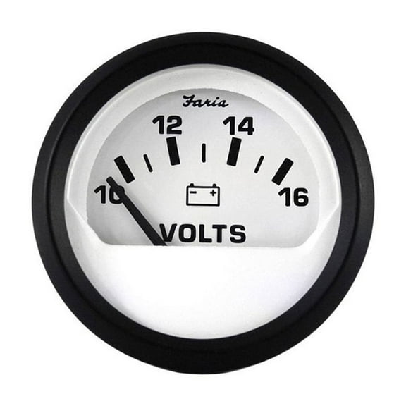 Faria 12911 Euro Voltmeter (10-16 VDC) - 2", White