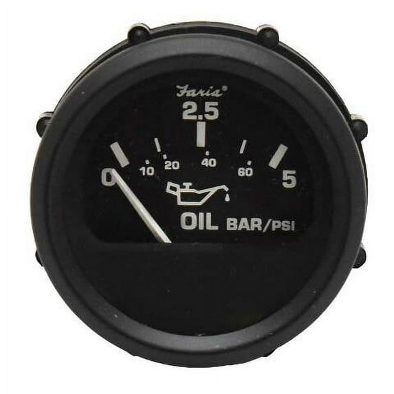 Faria Boat 5 BAR Oil Pressure Gauge GP2436B | Euro Black 2 Inch