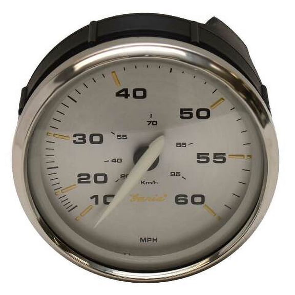 Faria Boat 60 MPH Speedometer Gauge SEK042A | 4 3/8 Inch Kronos Silver