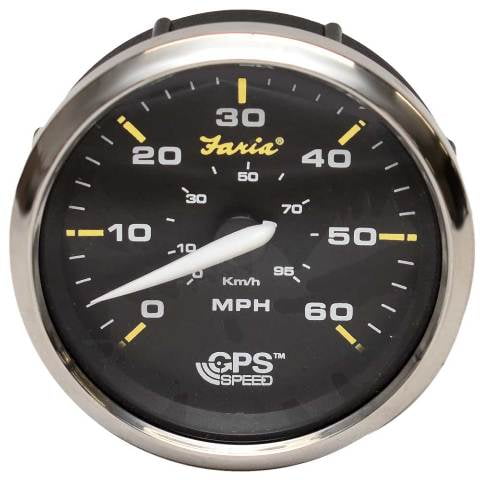 Faria Boat GPS Speedometer Gauge SGP123A | 3 1/4 Inch Silver Black