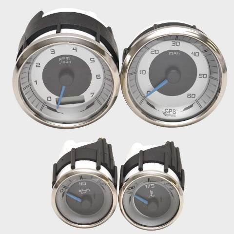 Faria Boat Gauge Set | Mercury w/ GPS Speedometer Silver (Set of 4)