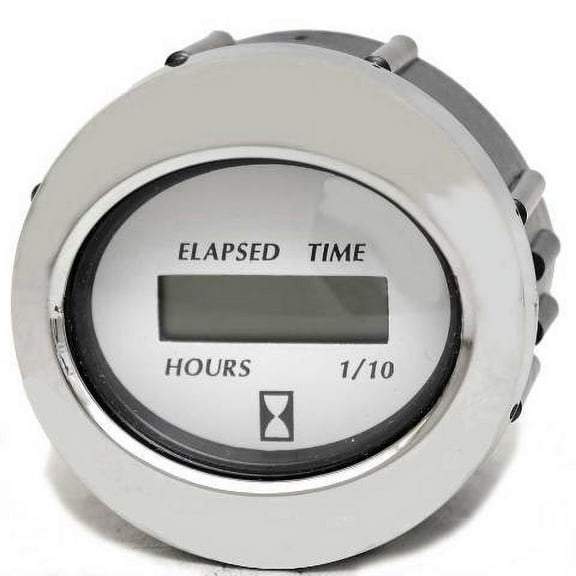 Faria Boat Hour Meter Gauge MH0203A | Digital 2 Inch Silver White