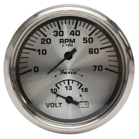 Faria Boat Multifunction Gauge GT0084A | 3 1/4 Inch Volt Tachometer
