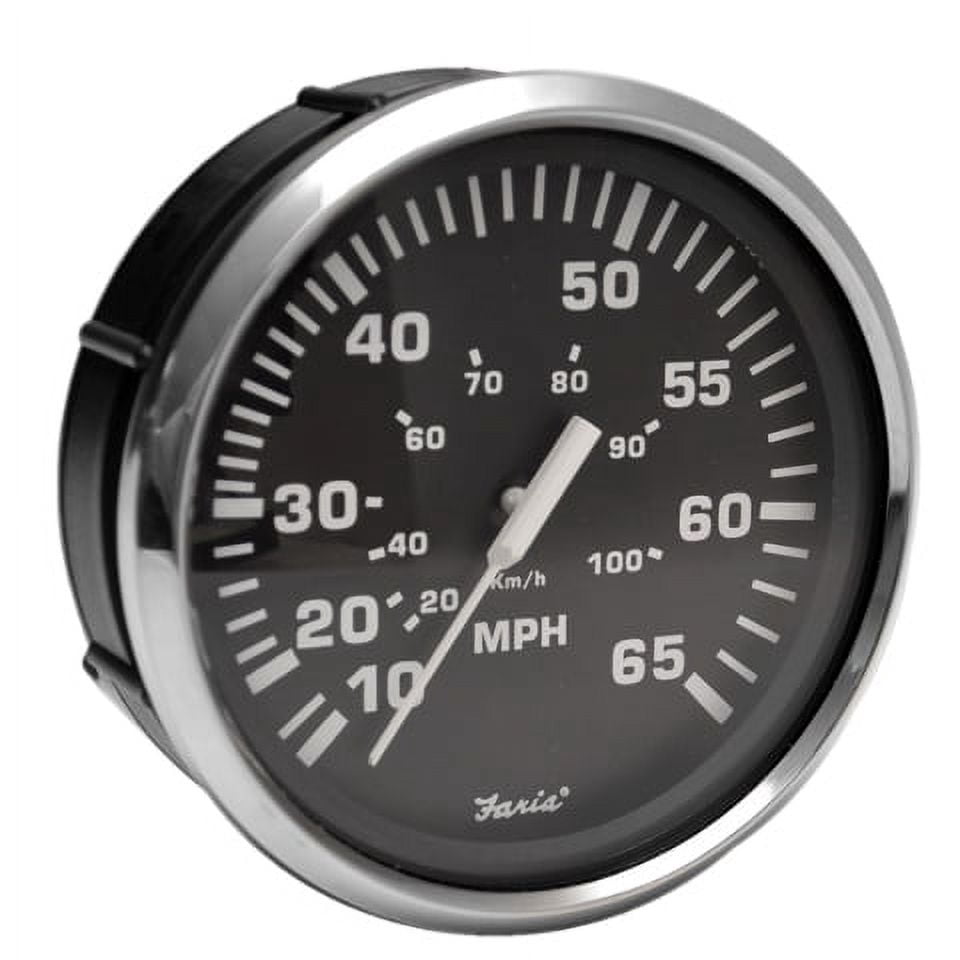 Faria Euro Black Series Boat Speedometer Gauge - 3-1/4 Inch, SE9460J, Pitot Connection (Black/White)