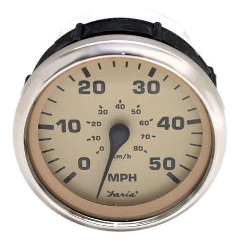 Faria Boat Speedometer Gauge SE0502 | Euro Beige 50 MPH 3 3/8 Inch SS