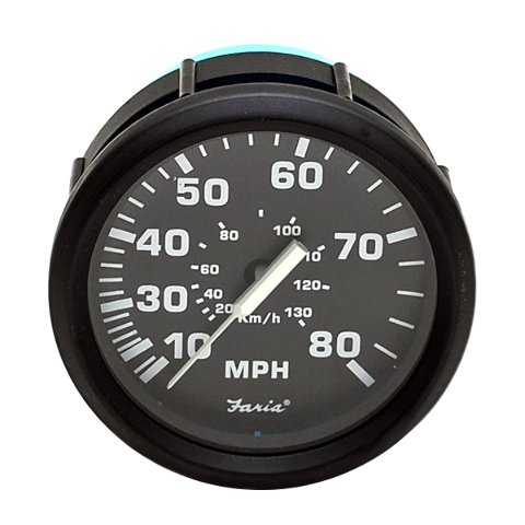 Faria Boat Speedometer Gauge SE9460J | Euro Black Series 3 1/4 Inch