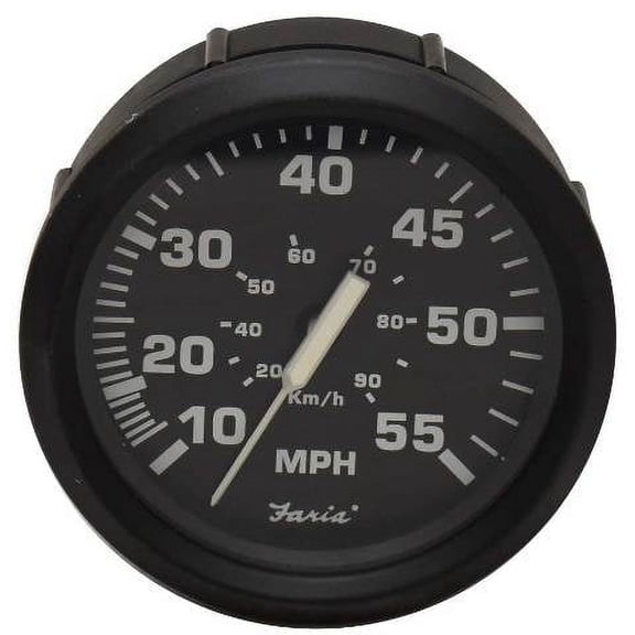 Faria Boat Speedometer Gauge SE9463K | Euro Black 55 MPH 3 1/4 Inch