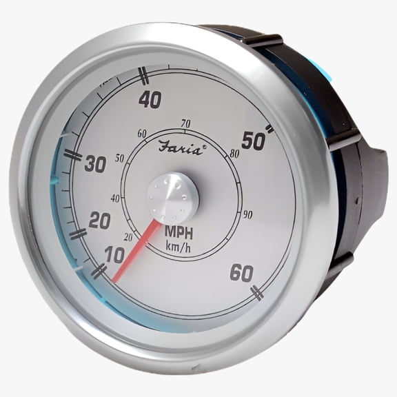 Faria Boat Speedometer Gauge SE9946A | 3 1/4 Inch Silver 60 MPH