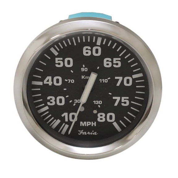 Faria Boat Speedometer SE9615 | Euro 80 MPH 3 1/4 Inch Silver Black