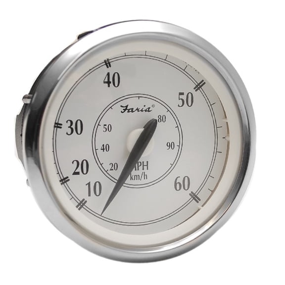 Faria Boat Speedometer SE9839B | Newport 60 MPH 3 1/4 Inch Silver White