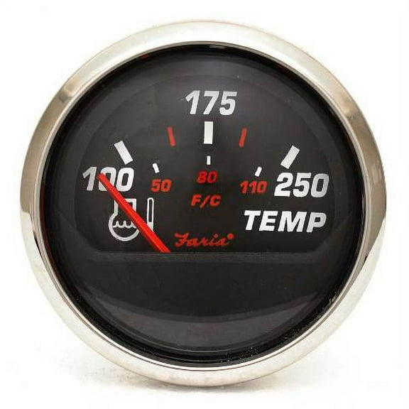 Faria Boat Water Temperature Gauge GP4080A | Professional Red 2 Inch