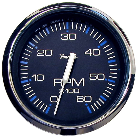 Faria Chesapeake Black SS 4" Tachometer - 6,000 RPM (Gas - Inboard & I/O)