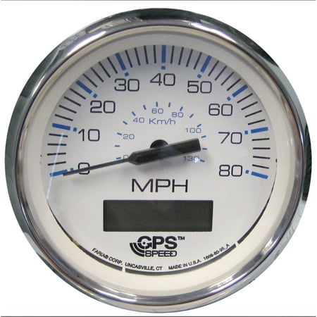 Faria 33829 Chesapeake Speedometer - White 4" SS, 80 MPH