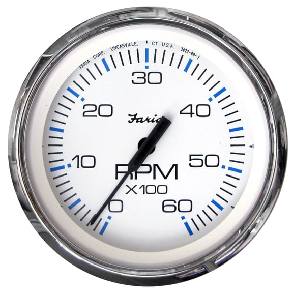 Faria Chesapeake White SS 4" Tachometer - 6000 RPM (Gas) (Inboard I/O) [33807]