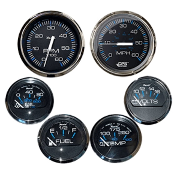 Set of 6 White, Stainless Steel, and Clear Standard Sailboat Multiple Gauge 20"