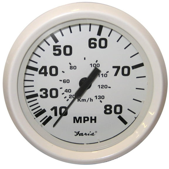 FARIA DRESS WHITE 4" SPEEDOMETER 80MPH MECHANICAL