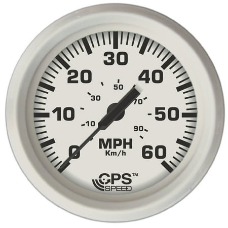 Faria 33147 Dress Speedometer GPS Studded 4" - White, 60 MPH