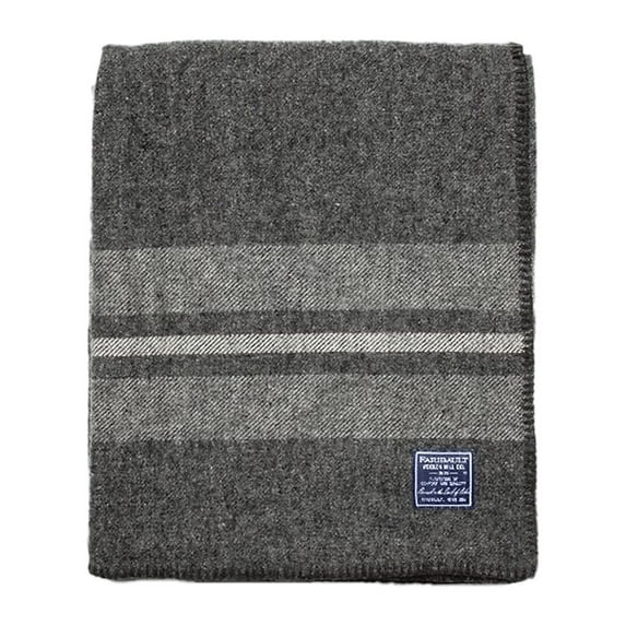 Faribault Woolen Mills USA-Made Cabin Wool Throw, Charcoal/ Heather Grey/ Natural - One Size