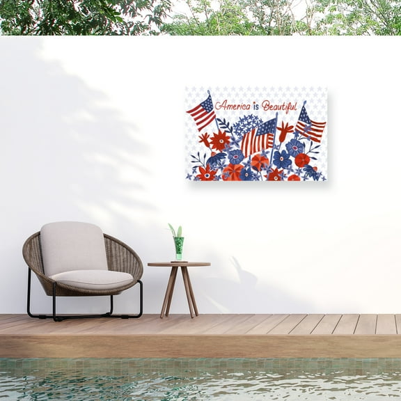 Farida Zaman 'America The Beautiful I Flag' Outdoor Canvas 16x22