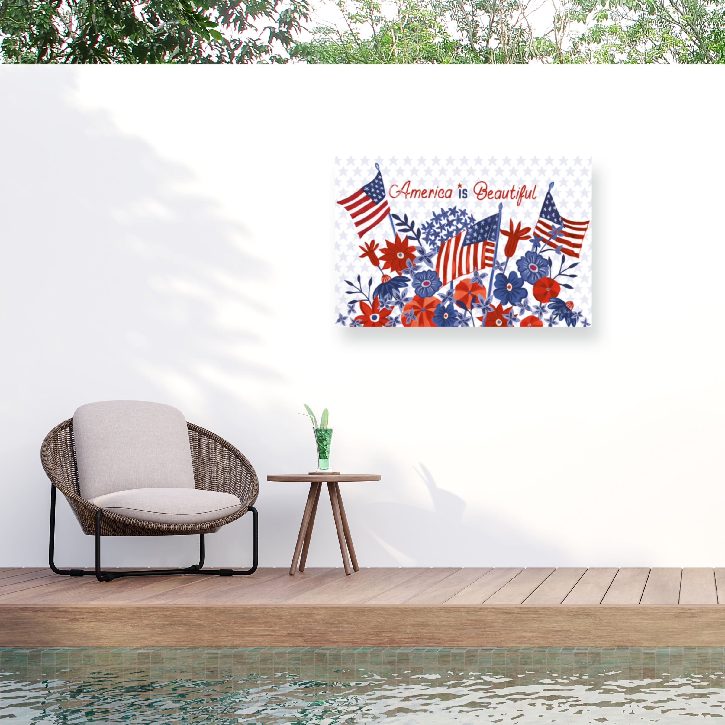 Farida Zaman 'America The Beautiful I Flag' Outdoor Canvas 22x16