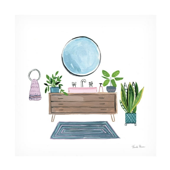 Farida Zaman 'Green Bathroom I' Canvas Art