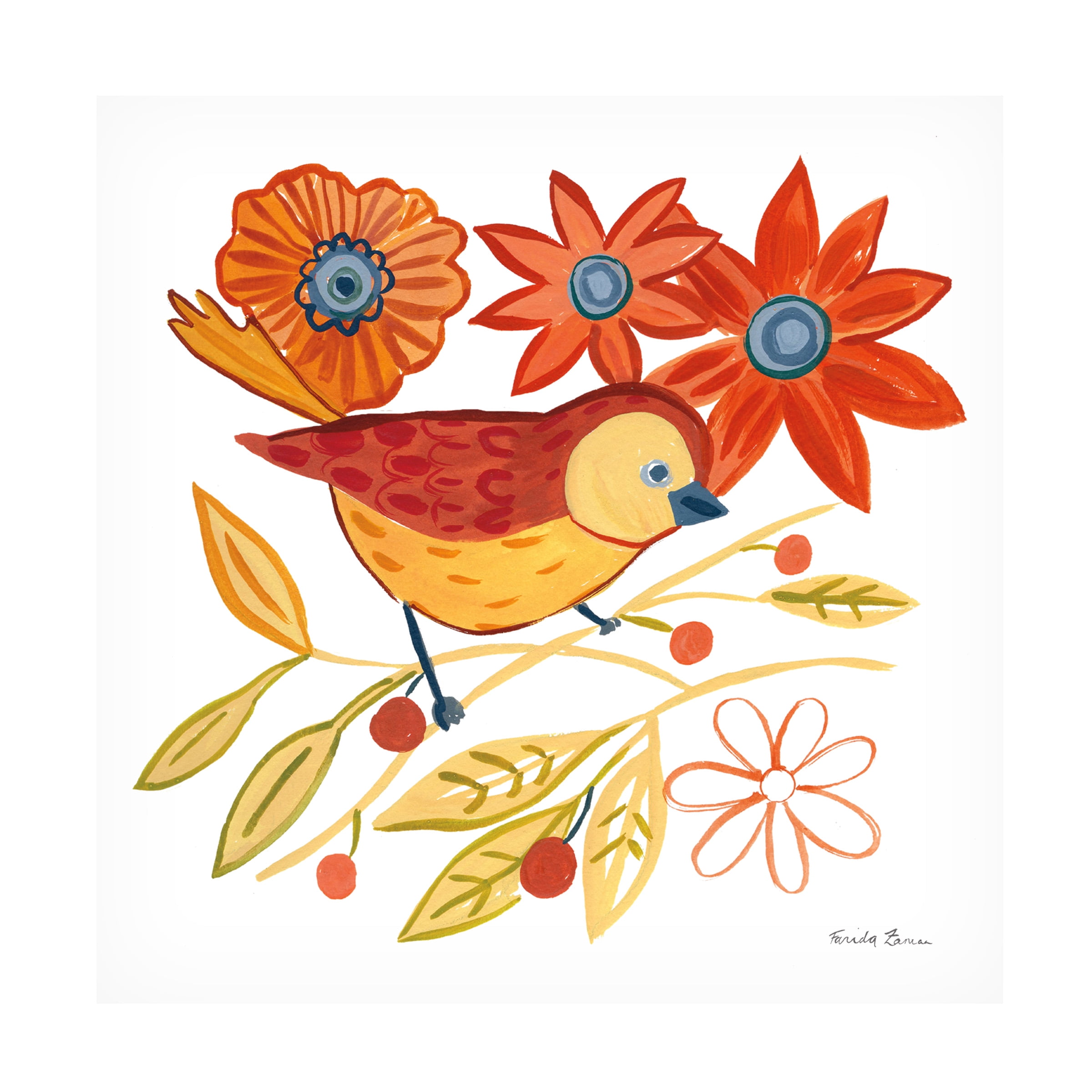 Farida Zaman 'Orange Bird III' Canvas Art