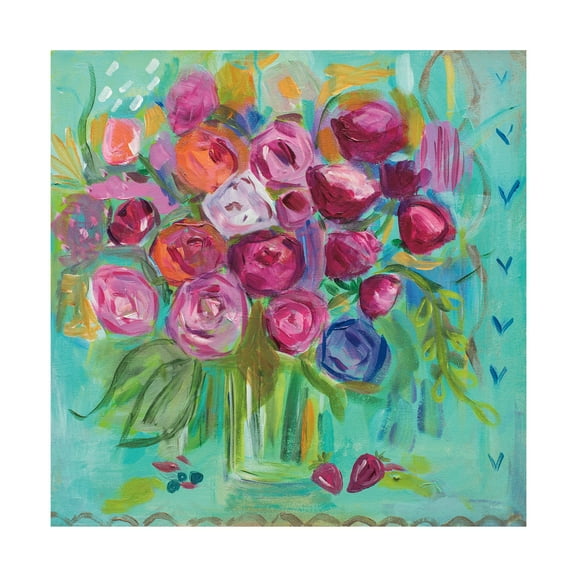 Farida Zaman 'Pink Peonies' Canvas Art