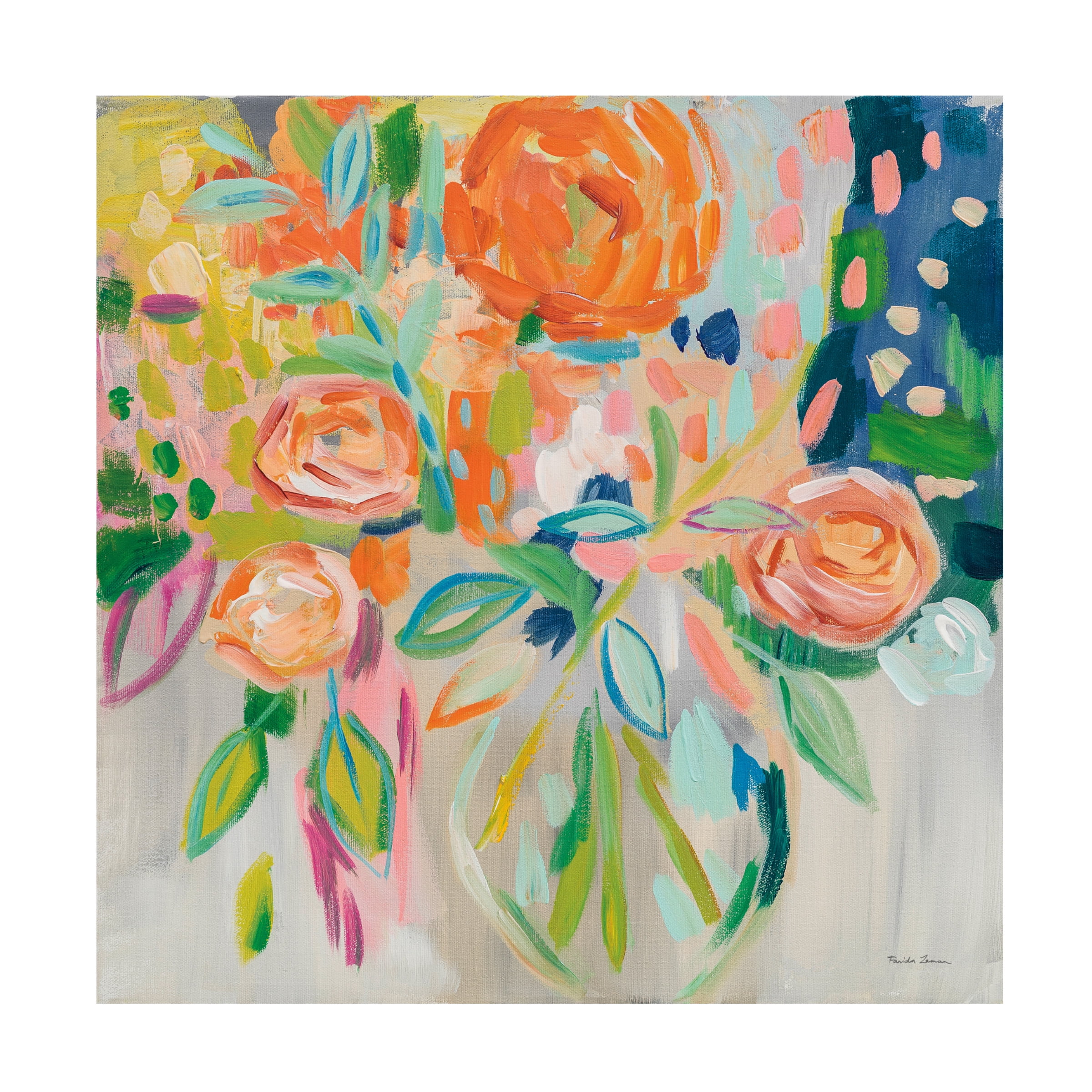 Farida Zaman 'Summer Orange Floral' Canvas Art